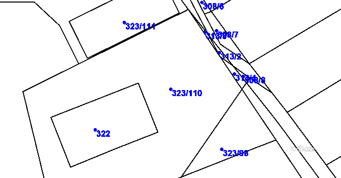 Parcela st. 323/110 v KÚ Salaš u Zlína, Katastrální mapa