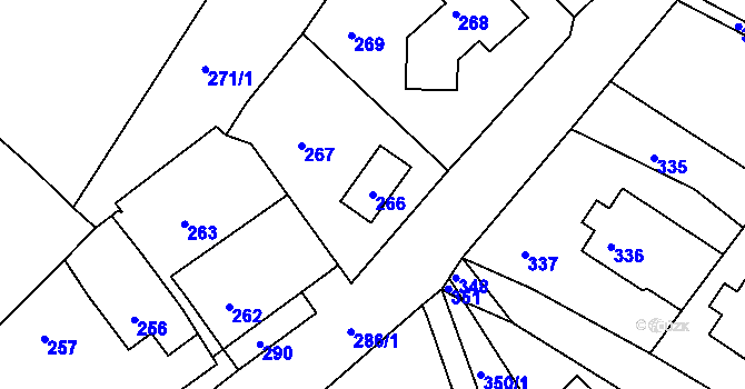 Parcela st. 266 v KÚ Salaš u Velehradu, Katastrální mapa