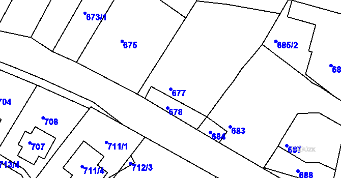 Parcela st. 677 v KÚ Salaš u Velehradu, Katastrální mapa