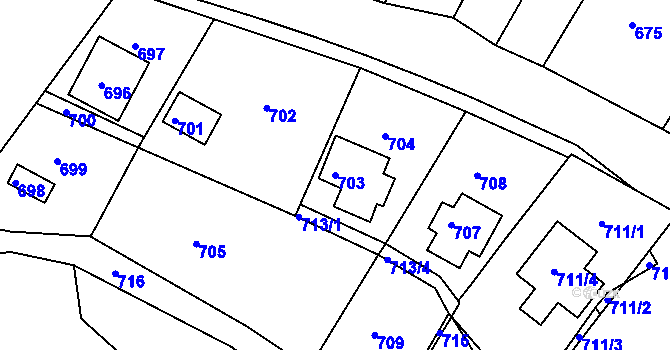 Parcela st. 703 v KÚ Salaš u Velehradu, Katastrální mapa