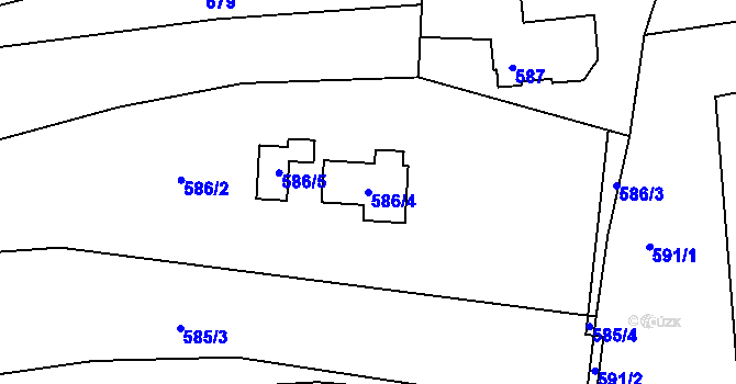 Parcela st. 586/4 v KÚ Salaš u Velehradu, Katastrální mapa