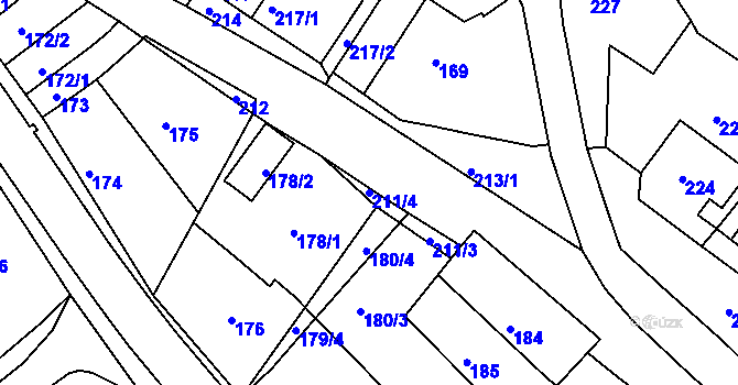 Parcela st. 211/4 v KÚ Salaš u Velehradu, Katastrální mapa