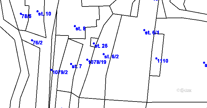 Parcela st. 6/2 v KÚ Salavice, Katastrální mapa