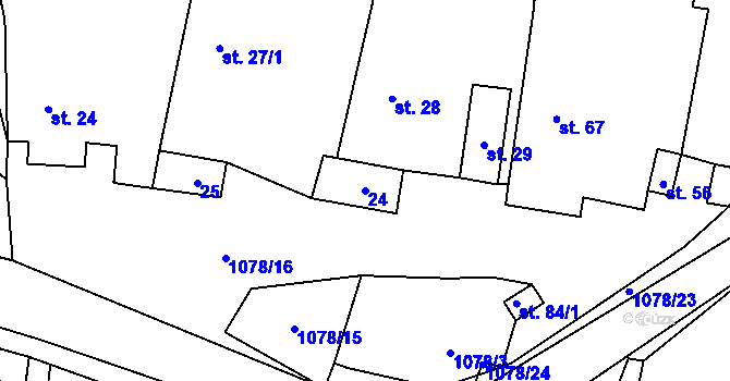 Parcela st. 24 v KÚ Salavice, Katastrální mapa