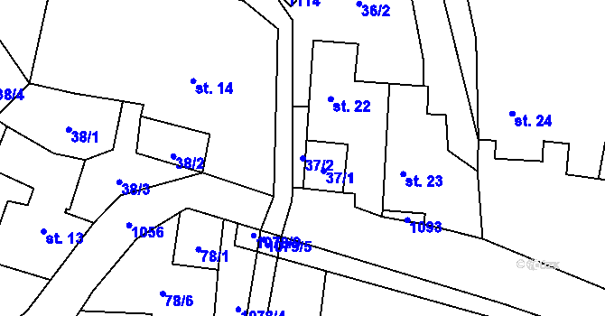 Parcela st. 37/2 v KÚ Salavice, Katastrální mapa