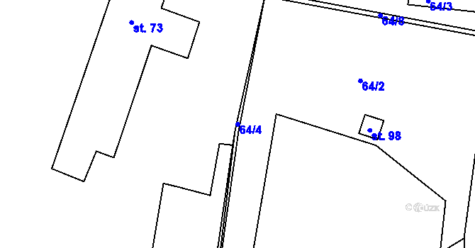 Parcela st. 64/4 v KÚ Salavice, Katastrální mapa