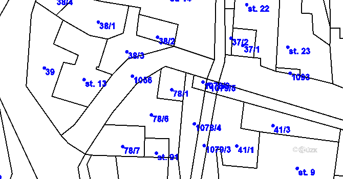 Parcela st. 78/1 v KÚ Salavice, Katastrální mapa