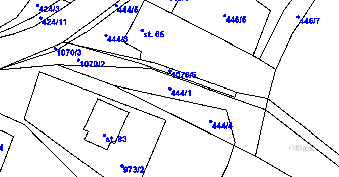 Parcela st. 444/1 v KÚ Salavice, Katastrální mapa