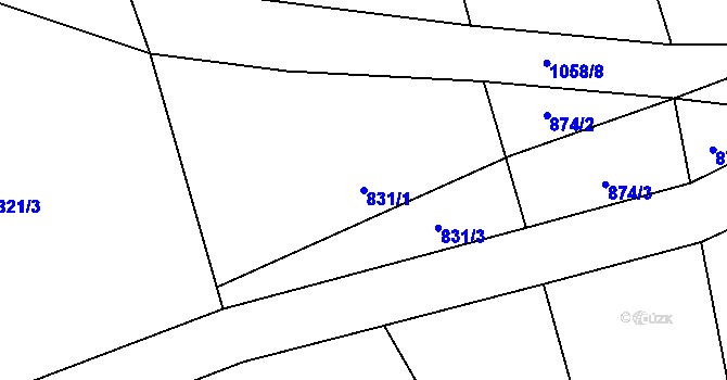 Parcela st. 831/1 v KÚ Salavice, Katastrální mapa
