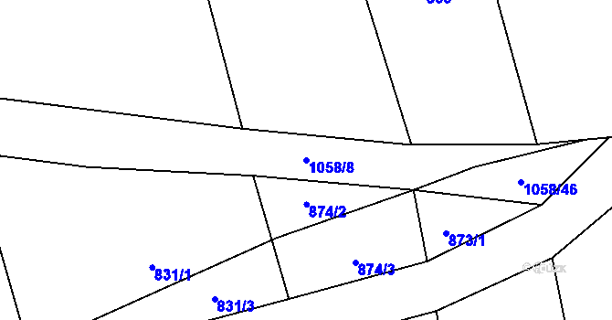 Parcela st. 1058/8 v KÚ Salavice, Katastrální mapa
