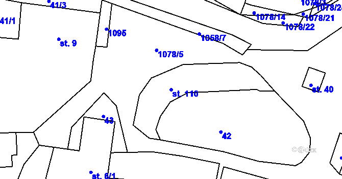 Parcela st. 110 v KÚ Salavice, Katastrální mapa