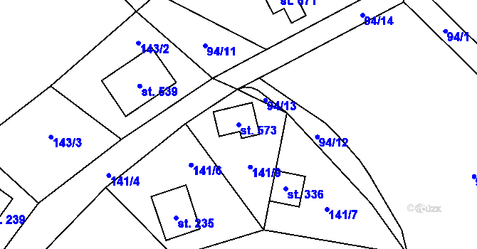 Parcela st. 573 v KÚ Samopše, Katastrální mapa