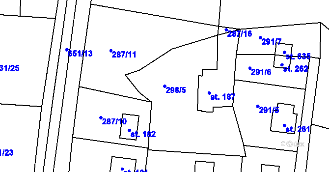 Parcela st. 298/5 v KÚ Samopše, Katastrální mapa