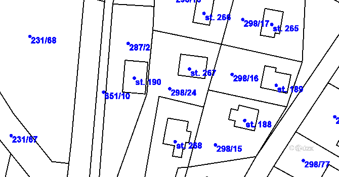 Parcela st. 298/24 v KÚ Samopše, Katastrální mapa