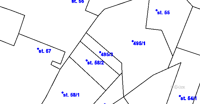 Parcela st. 495/3 v KÚ Samopše, Katastrální mapa