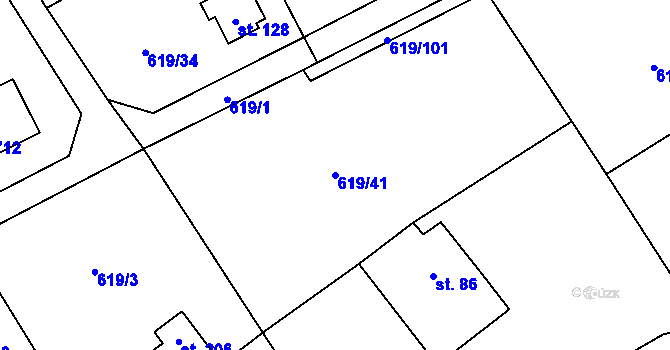Parcela st. 619/41 v KÚ Samopše, Katastrální mapa