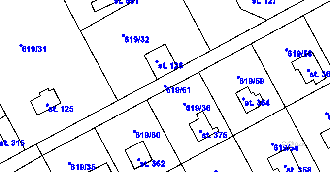 Parcela st. 619/61 v KÚ Samopše, Katastrální mapa