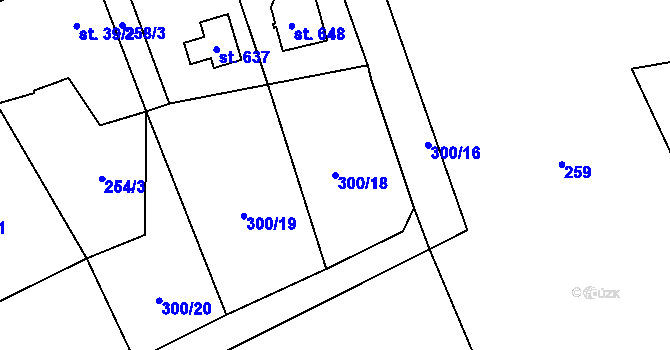 Parcela st. 300/18 v KÚ Samopše, Katastrální mapa