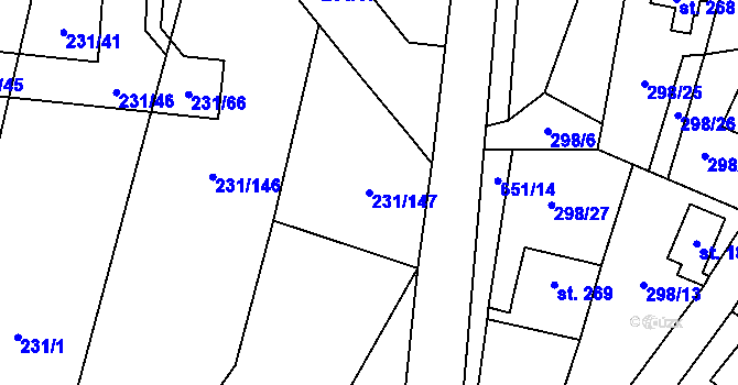 Parcela st. 231/147 v KÚ Samopše, Katastrální mapa