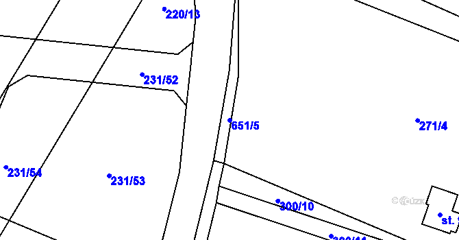 Parcela st. 651/5 v KÚ Samopše, Katastrální mapa