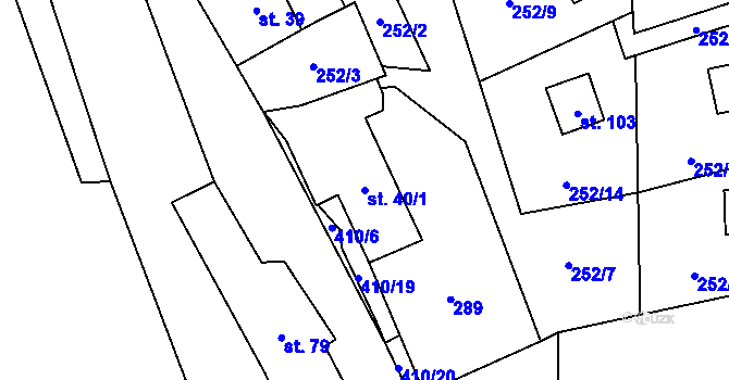 Parcela st. 40/1 v KÚ Talmberk, Katastrální mapa