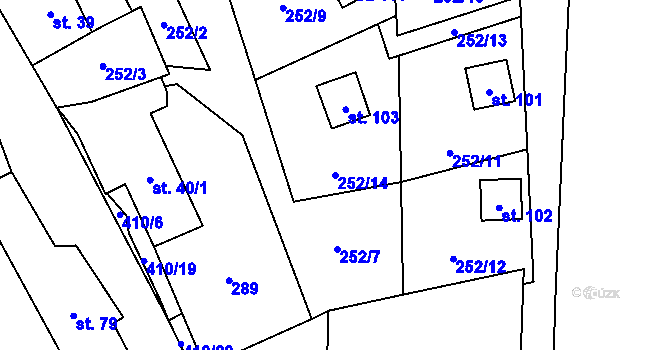 Parcela st. 252/14 v KÚ Talmberk, Katastrální mapa