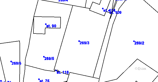 Parcela st. 269/3 v KÚ Talmberk, Katastrální mapa