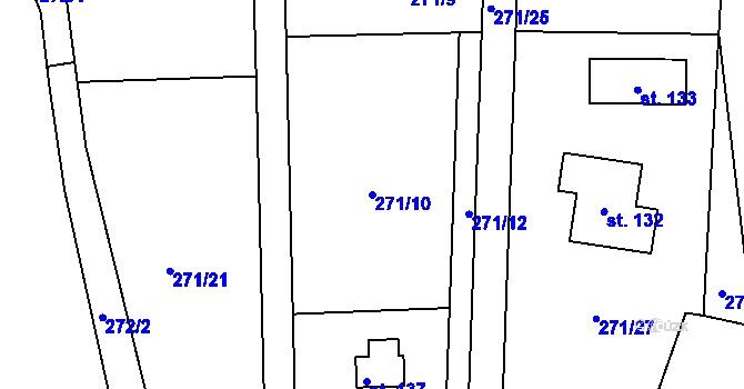 Parcela st. 271/10 v KÚ Talmberk, Katastrální mapa