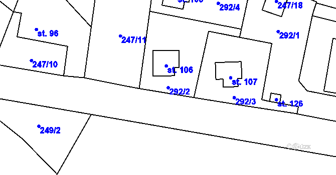 Parcela st. 292/2 v KÚ Talmberk, Katastrální mapa