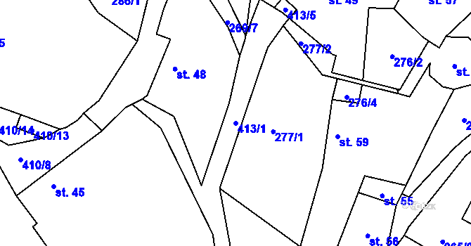 Parcela st. 413/1 v KÚ Talmberk, Katastrální mapa