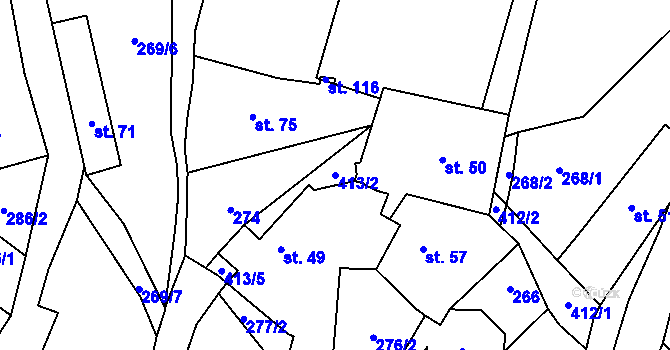 Parcela st. 413/2 v KÚ Talmberk, Katastrální mapa