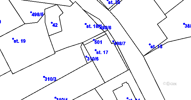 Parcela st. 17 v KÚ Samosoly, Katastrální mapa