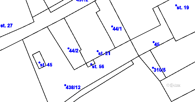 Parcela st. 21 v KÚ Samosoly, Katastrální mapa