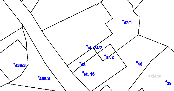 Parcela st. 24/2 v KÚ Samosoly, Katastrální mapa