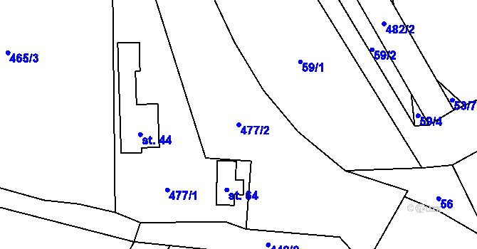 Parcela st. 477/2 v KÚ Samosoly, Katastrální mapa
