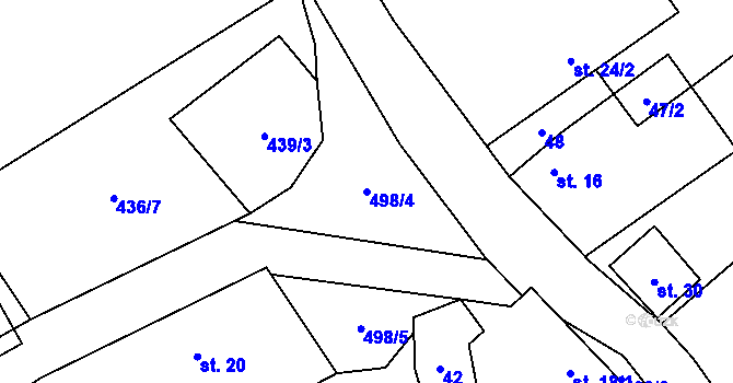 Parcela st. 498/4 v KÚ Samosoly, Katastrální mapa