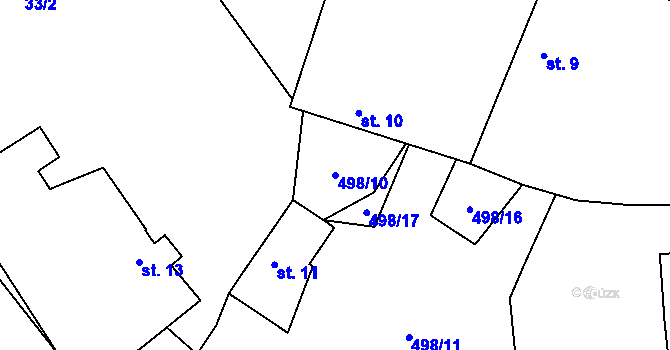 Parcela st. 498/10 v KÚ Samosoly, Katastrální mapa