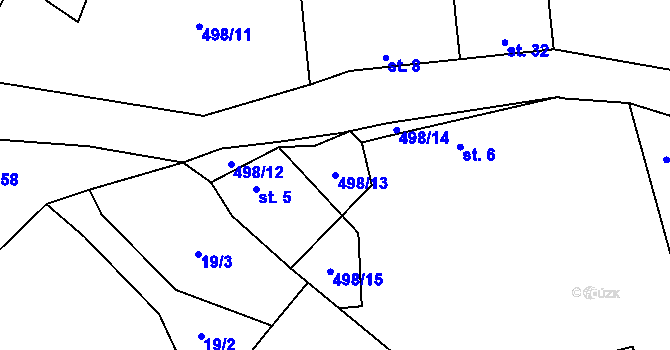 Parcela st. 498/13 v KÚ Samosoly, Katastrální mapa