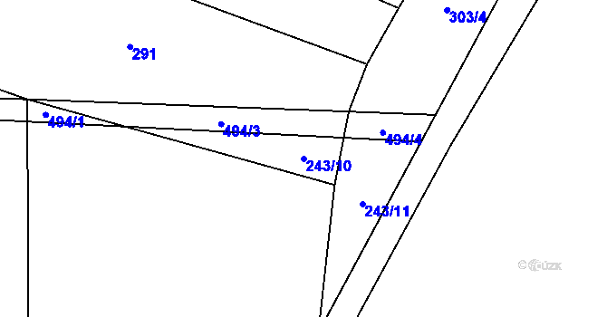 Parcela st. 243/10 v KÚ Samosoly, Katastrální mapa