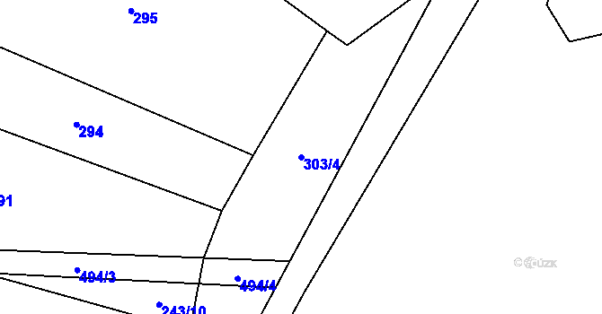 Parcela st. 303/4 v KÚ Samosoly, Katastrální mapa
