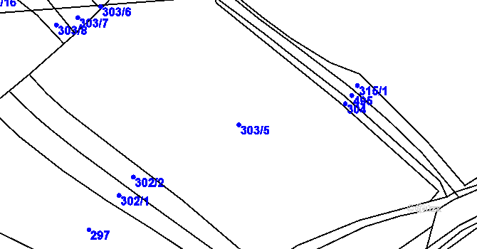 Parcela st. 303/5 v KÚ Samosoly, Katastrální mapa