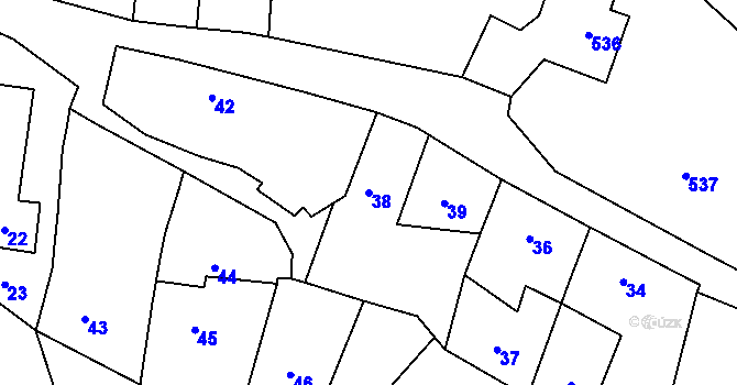 Parcela st. 38 v KÚ Samotíšky, Katastrální mapa