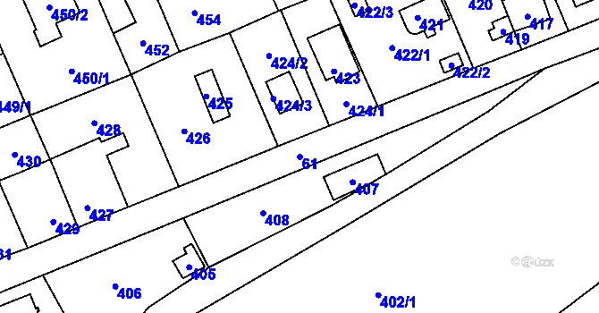 Parcela st. 61 v KÚ Samotíšky, Katastrální mapa