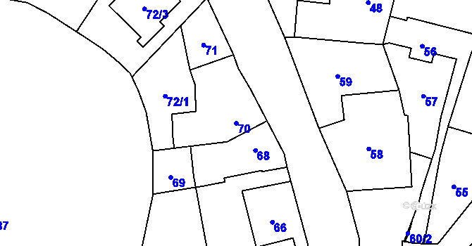Parcela st. 70 v KÚ Samotíšky, Katastrální mapa