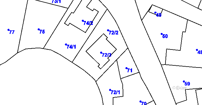 Parcela st. 72/3 v KÚ Samotíšky, Katastrální mapa