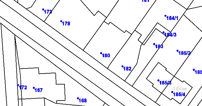 Parcela st. 180 v KÚ Samotíšky, Katastrální mapa