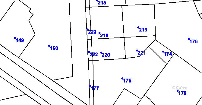 Parcela st. 220 v KÚ Samotíšky, Katastrální mapa