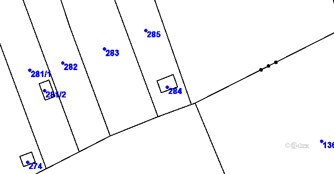 Parcela st. 284 v KÚ Samotíšky, Katastrální mapa