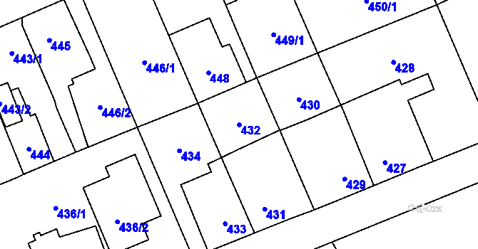 Parcela st. 432 v KÚ Samotíšky, Katastrální mapa