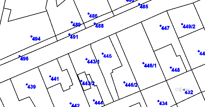 Parcela st. 445 v KÚ Samotíšky, Katastrální mapa